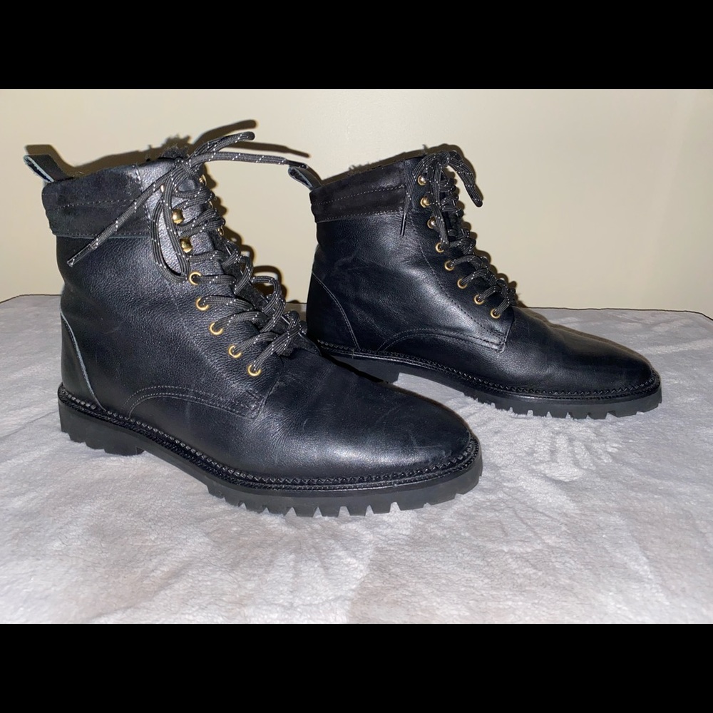 & Other Stories Leather Lace Up Snow Boots US 9.5